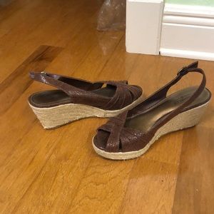 Brown Peep Toe Wedges